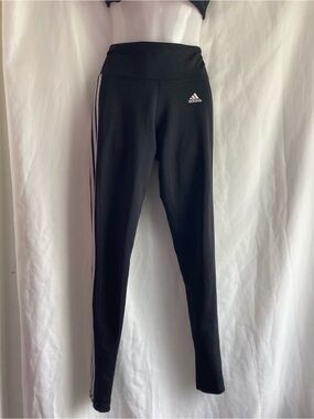 adidas Black Leggings with White 3-Stripes